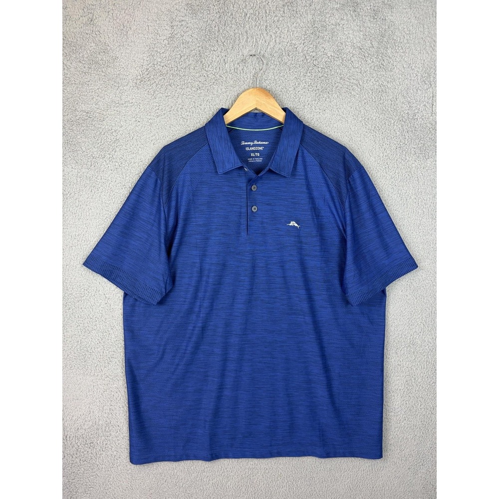 Tommy Bahama Polo Shirt Mens XL Blue IslandZone Recycled Polyester Knit Casual